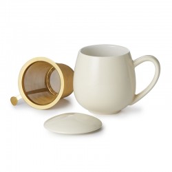 Tisaniere saara blanche avec filtre dor&eacute;